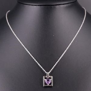 STERLING SILVER HEART SHAPED AMETHYST NECKLACE